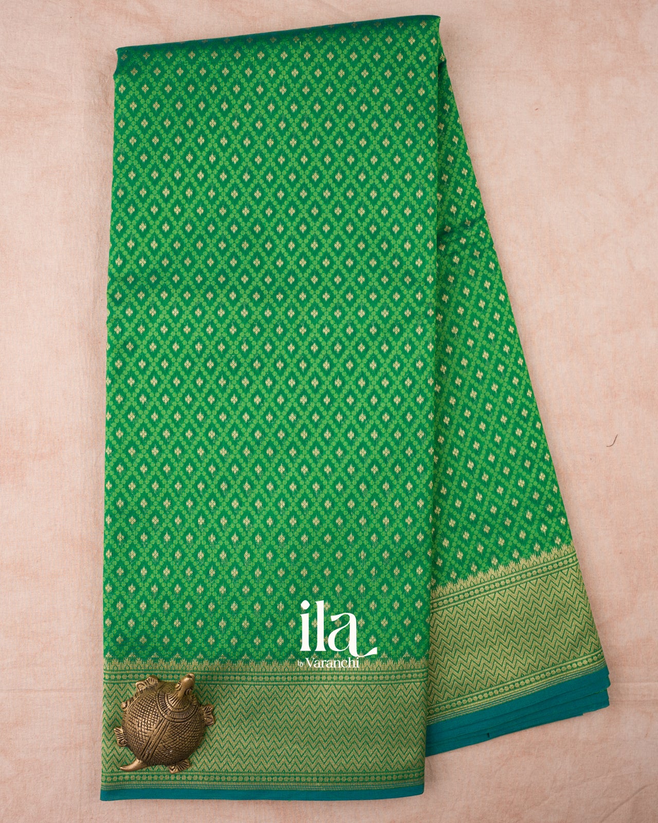 Emarald Green Semi Chanderi Cotton Saree 