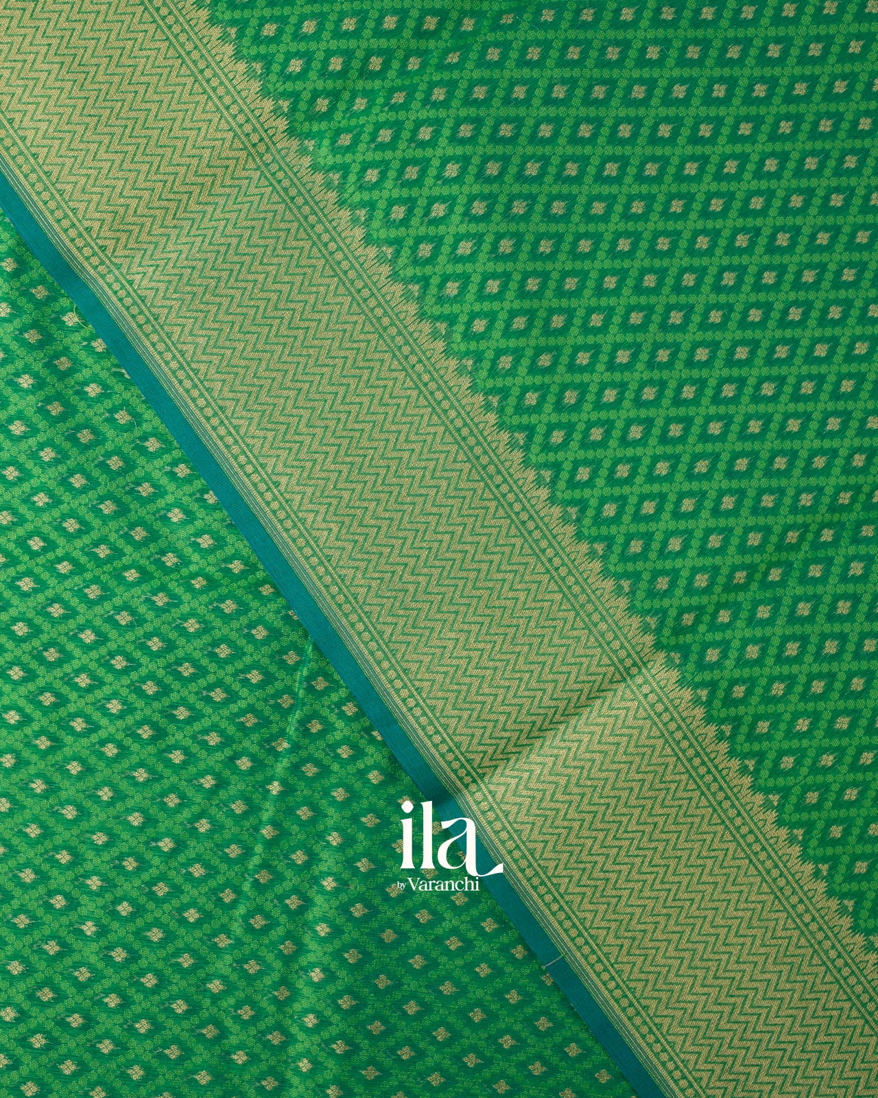 Emarald Green Semi Chanderi Cotton Saree 