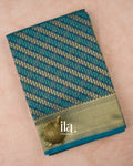 Ink Blue Lehariya Semi Chanderi Cotton Saree