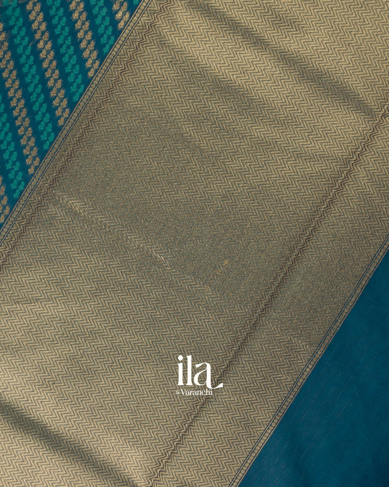 Ink Blue Lehariya Semi Chanderi Cotton Saree