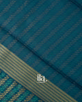 Ink Blue Lehariya Semi Chanderi Cotton Saree