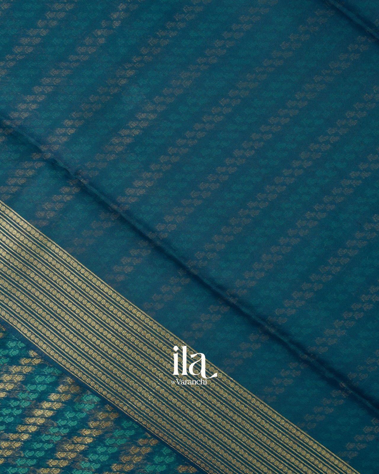 Ink Blue Lehariya Semi Chanderi Cotton Saree