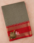 Black and White Checkered  Semi Chanderi Cotton Saree 