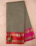 Black and White Checkered  Semi Chanderi Cotton Saree 