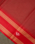 Black and White Checkered  Semi Chanderi Cotton Saree 
