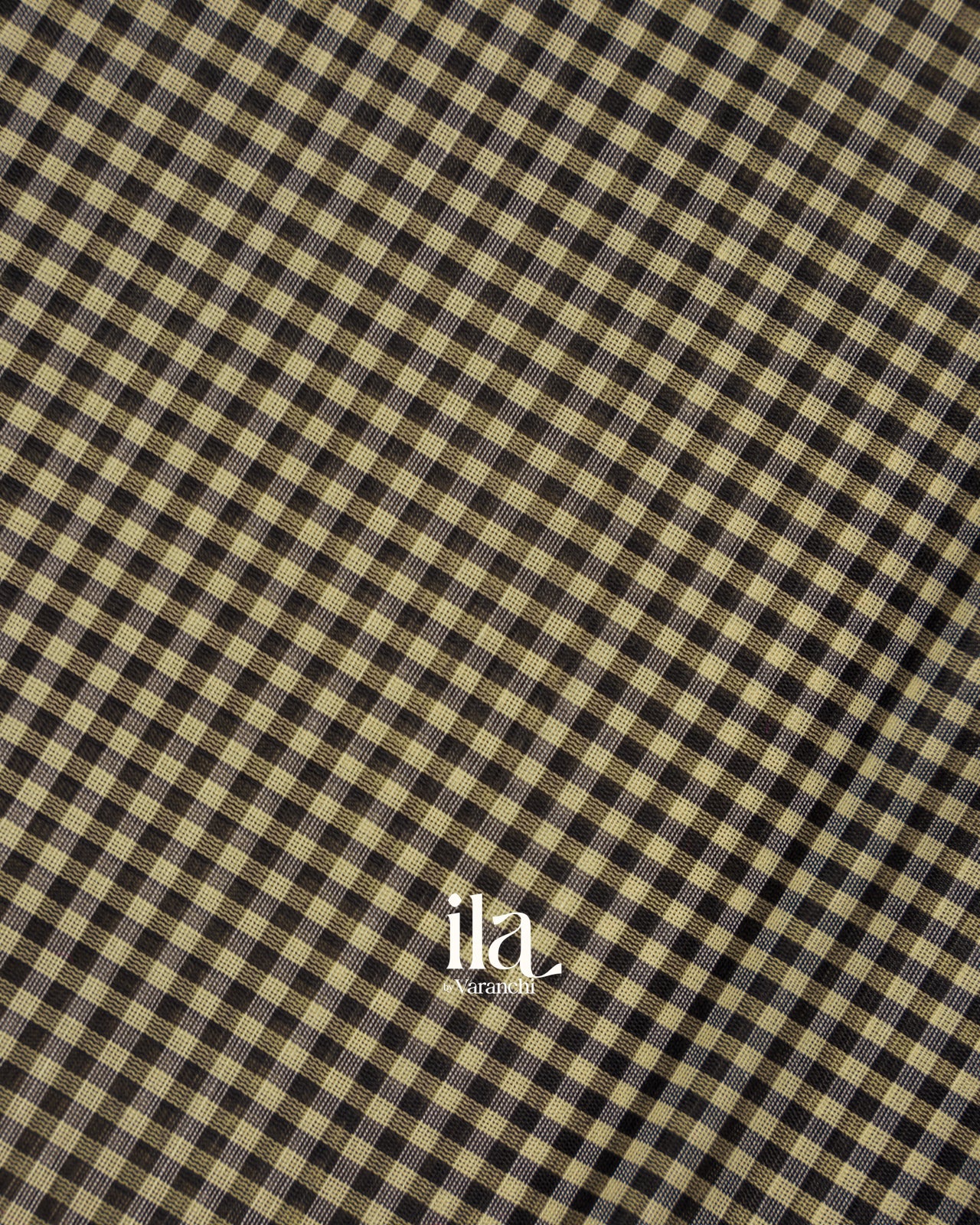 Black and White Checkered  Semi Chanderi Cotton Saree 