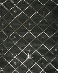 Charcol Black  Sequence Cross Checked Cotton Tissue Saree 