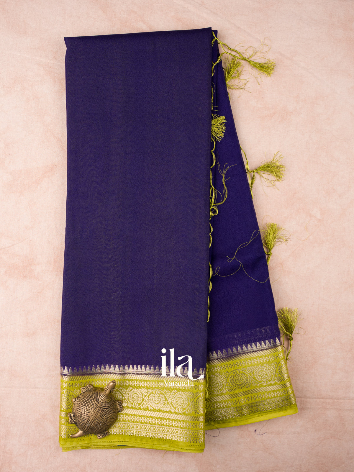 Deep Navy Blue Semi Crepe Saree