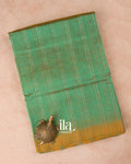Teal Blue Striped Semi Mangalgiri Silk Cotton Saree 