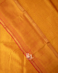 Golden Yellow Striped Semi Mangalgiri Silk Cotton Saree 