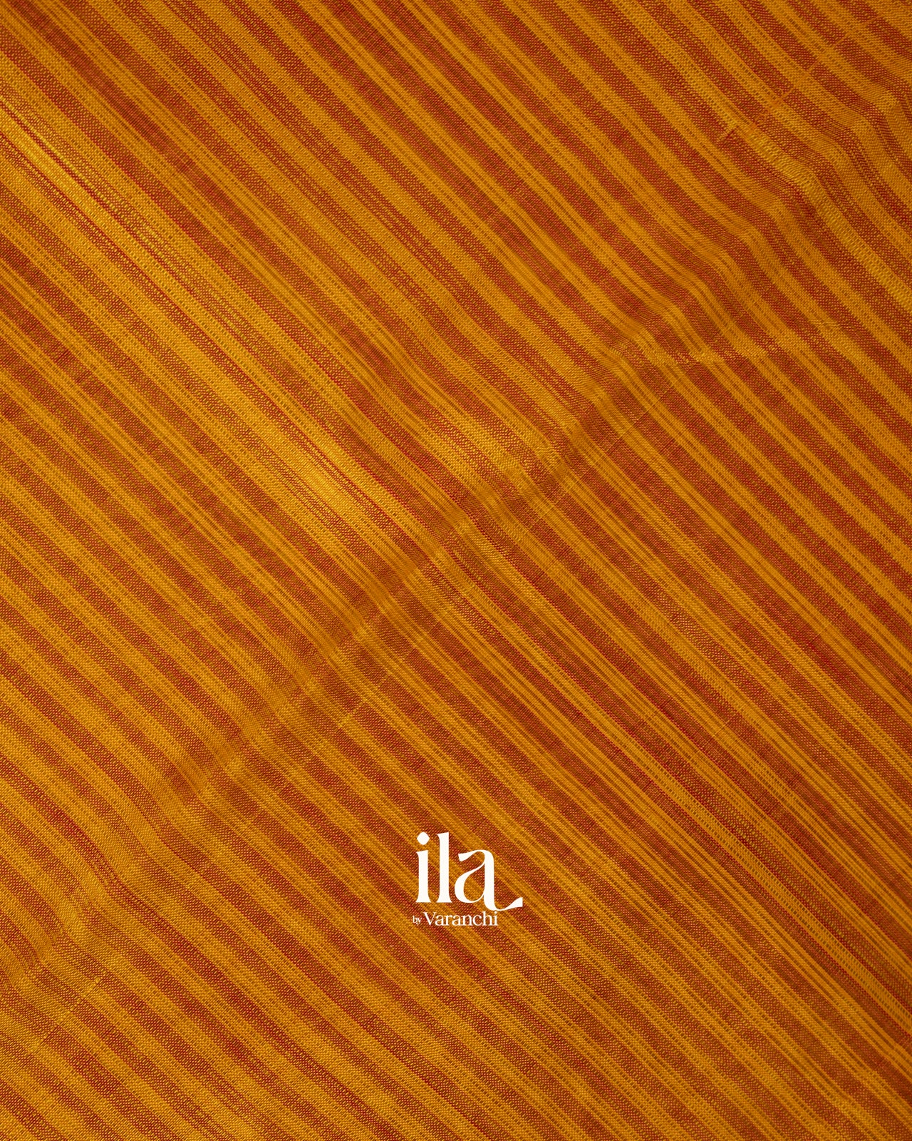 Golden Yellow Striped Semi Mangalgiri Silk Cotton Saree 