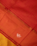 Golden Yellow Striped Semi Mangalgiri Silk Cotton Saree 
