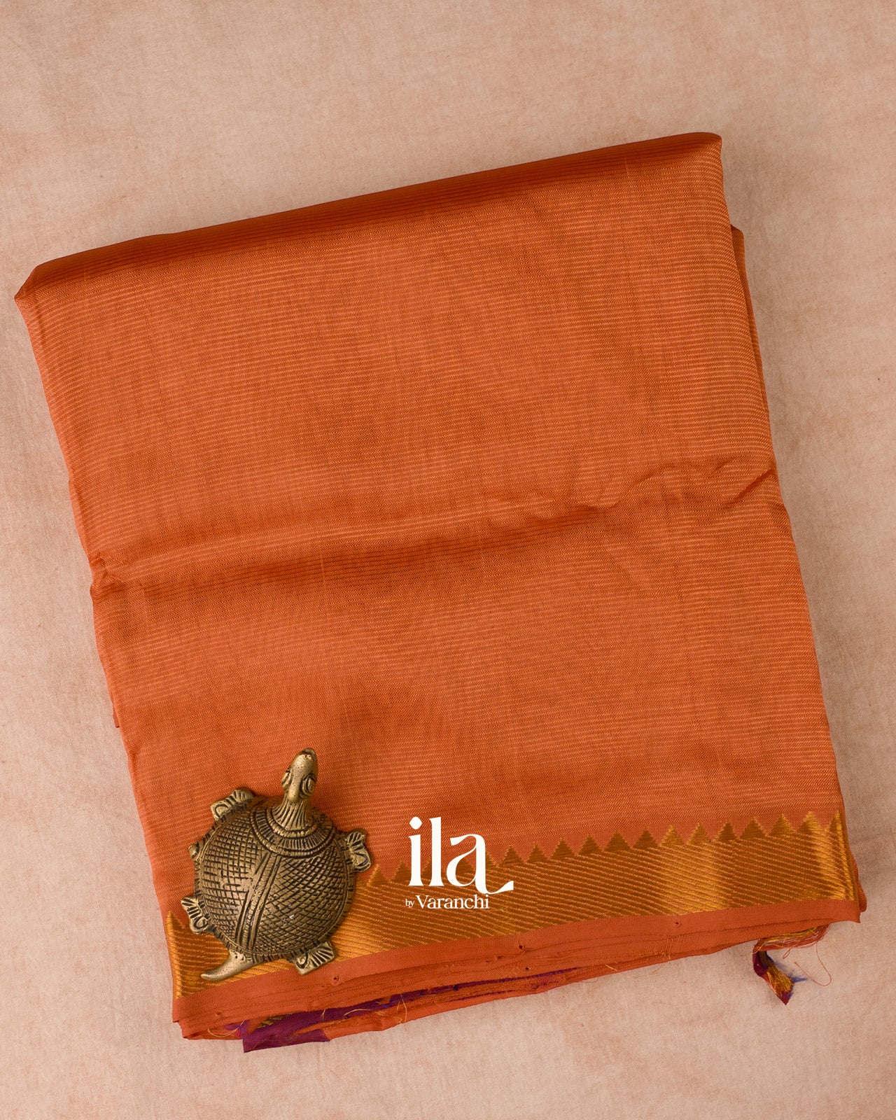 Burnt Orange  Semi Mangalgiri Silk Cotton Saree 