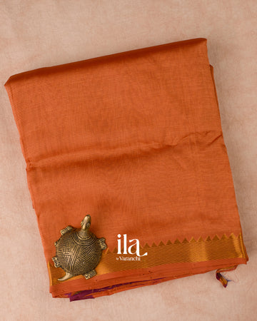 Burnt Orange  Semi Mangalgiri Silk Cotton Saree 