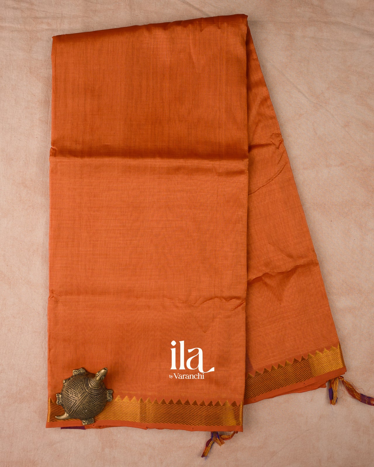 Burnt Orange  Semi Mangalgiri Silk Cotton Saree 