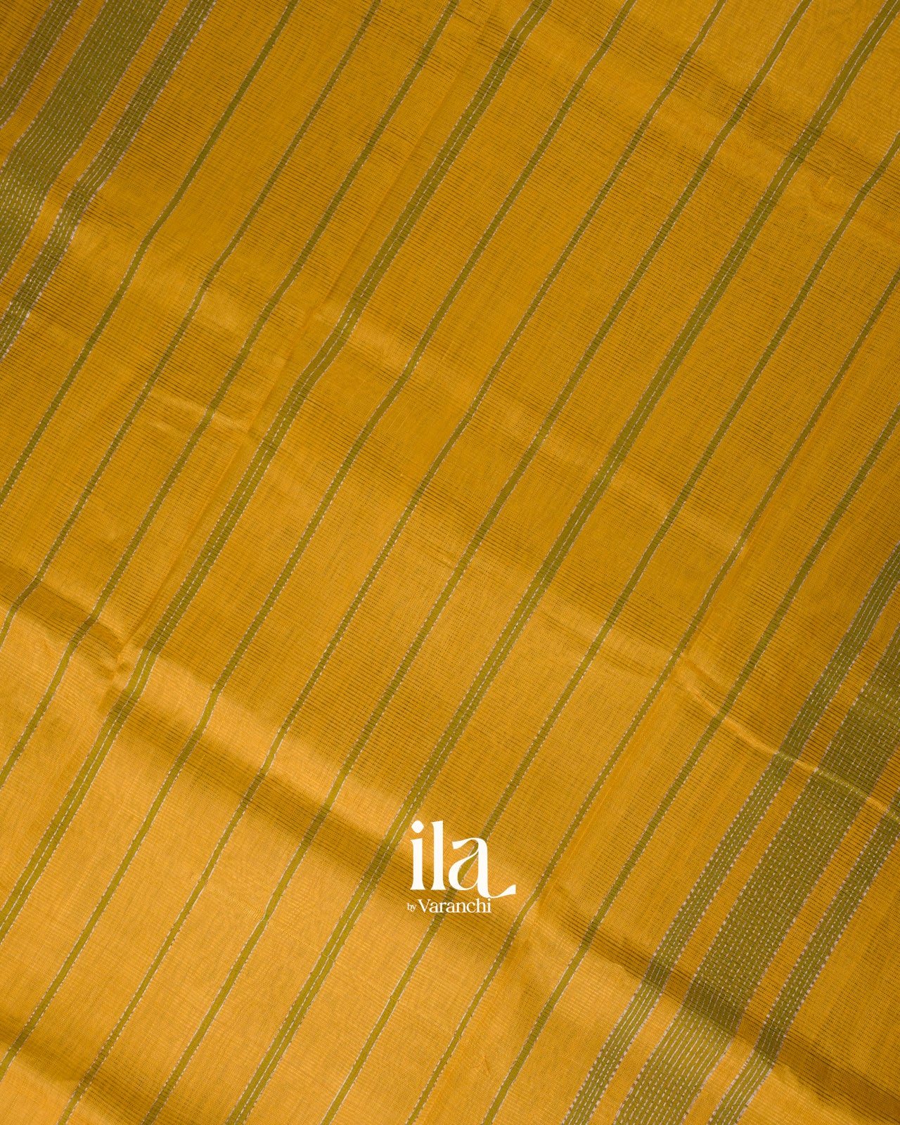Olive Green Striped Semi Mangalgiri Silk Cotton Saree 