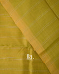 Olive Green Striped Semi Mangalgiri Silk Cotton Saree 