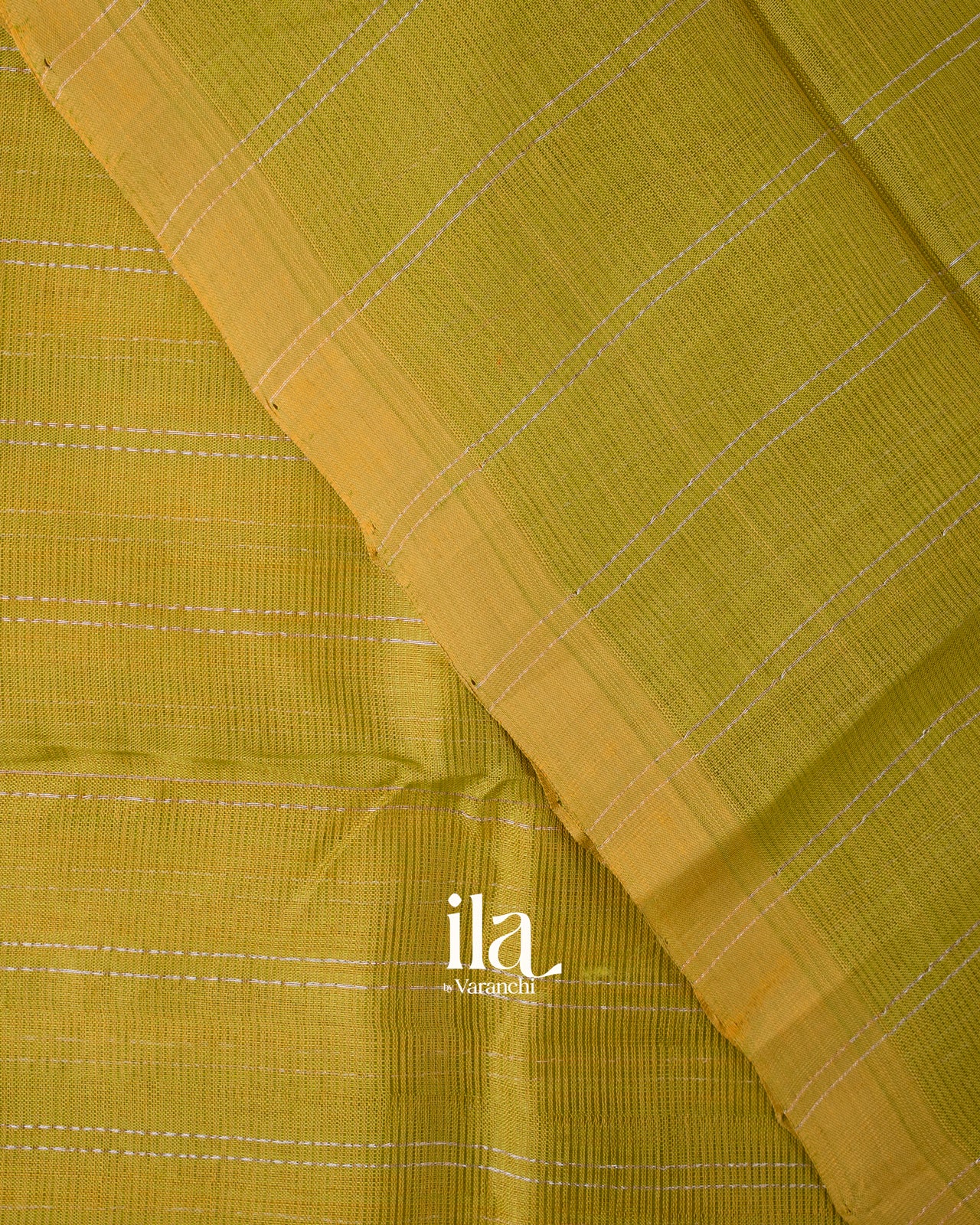 Olive Green Striped Semi Mangalgiri Silk Cotton Saree 