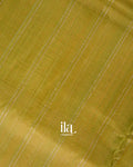 Olive Green Striped Semi Mangalgiri Silk Cotton Saree 