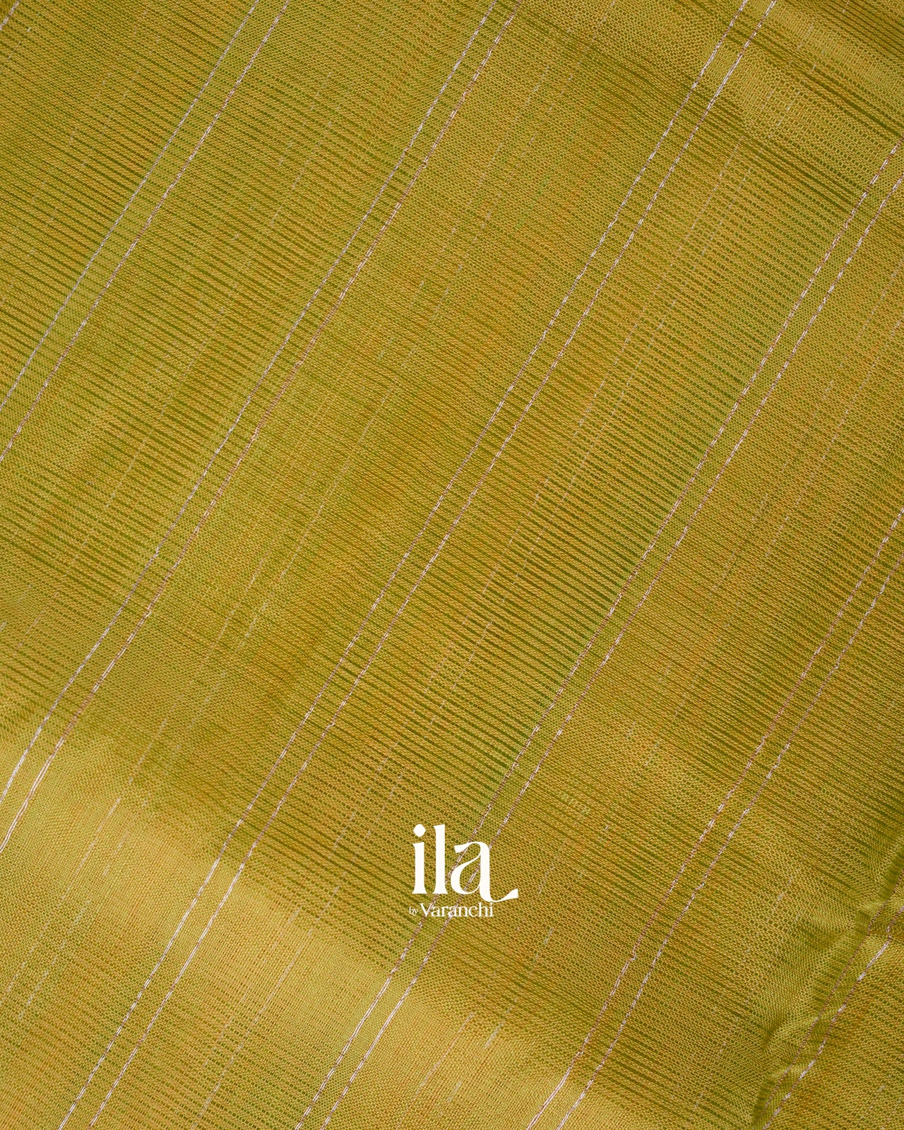 Olive Green Striped Semi Mangalgiri Silk Cotton Saree 