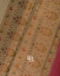 Beige with Coral Pink Border Semi Tussar Silk Saree