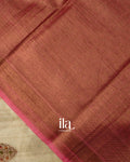 Beige with Coral Pink Border Semi Tussar Silk Saree