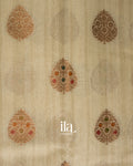 Beige with Coral Pink Border Semi Tussar Silk Saree