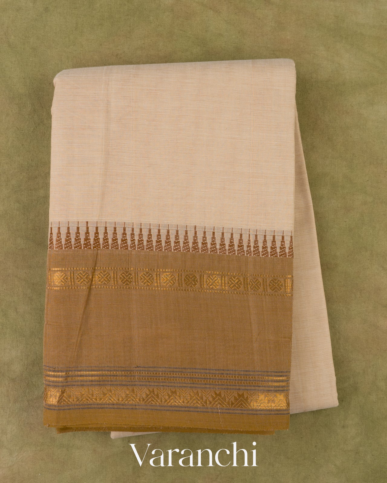 Soft Beige Kanchipuram Cotton Saree    