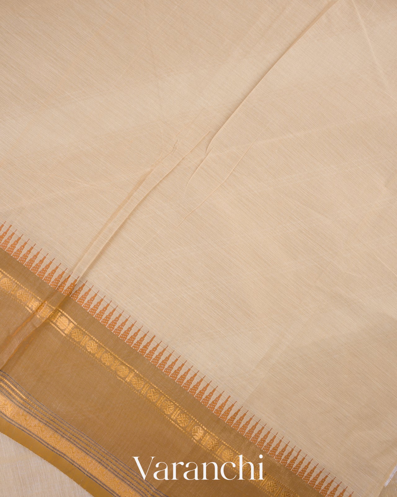 Soft Beige Kanchipuram Cotton Saree    