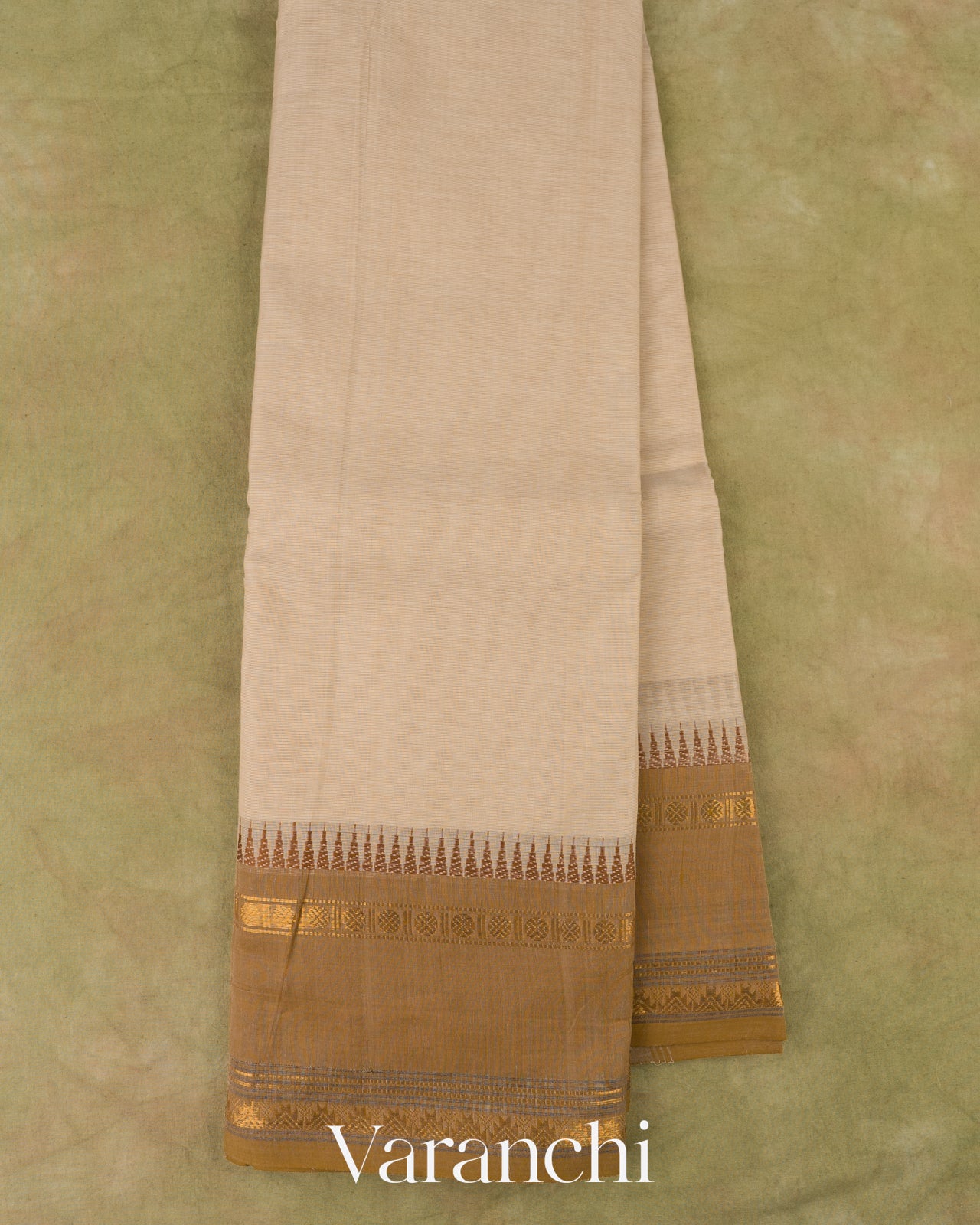 Soft Beige Kanchipuram Cotton Saree    