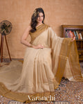 Soft Beige Kanchipuram Cotton Saree    