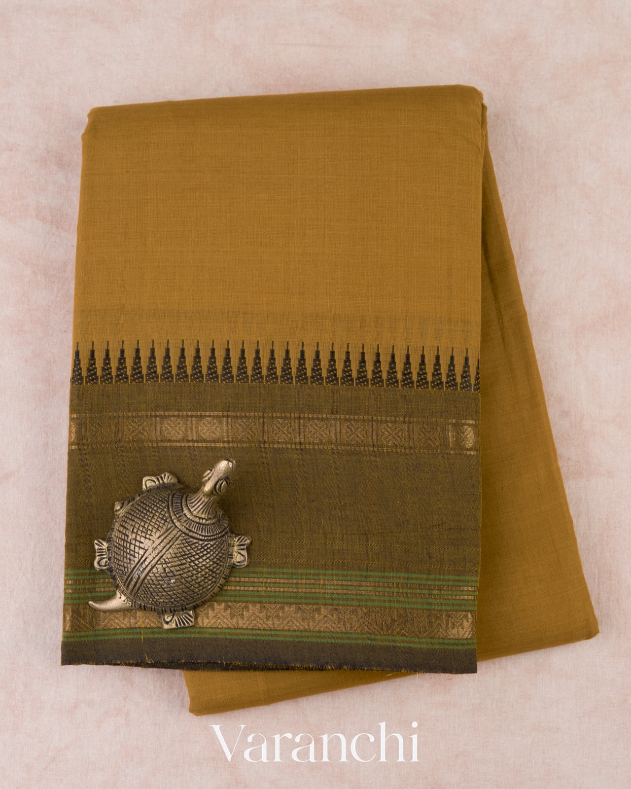 Dark Mustard Pure Kanchipuram Cotton Saree  
