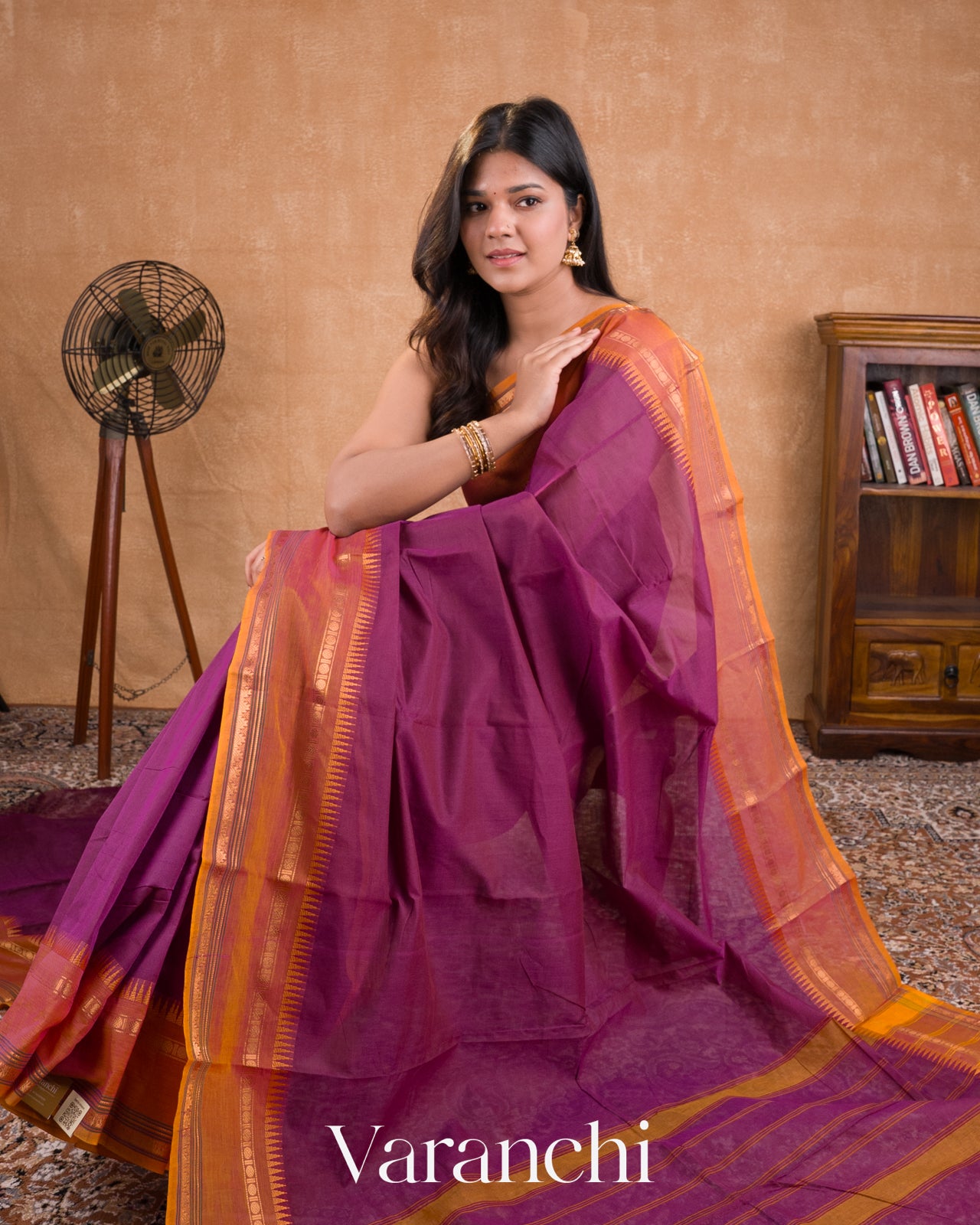 Rani Purple Kanchipuram Cotton Saree