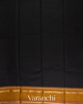 Jet Black Kanchipuram Cotton Saree