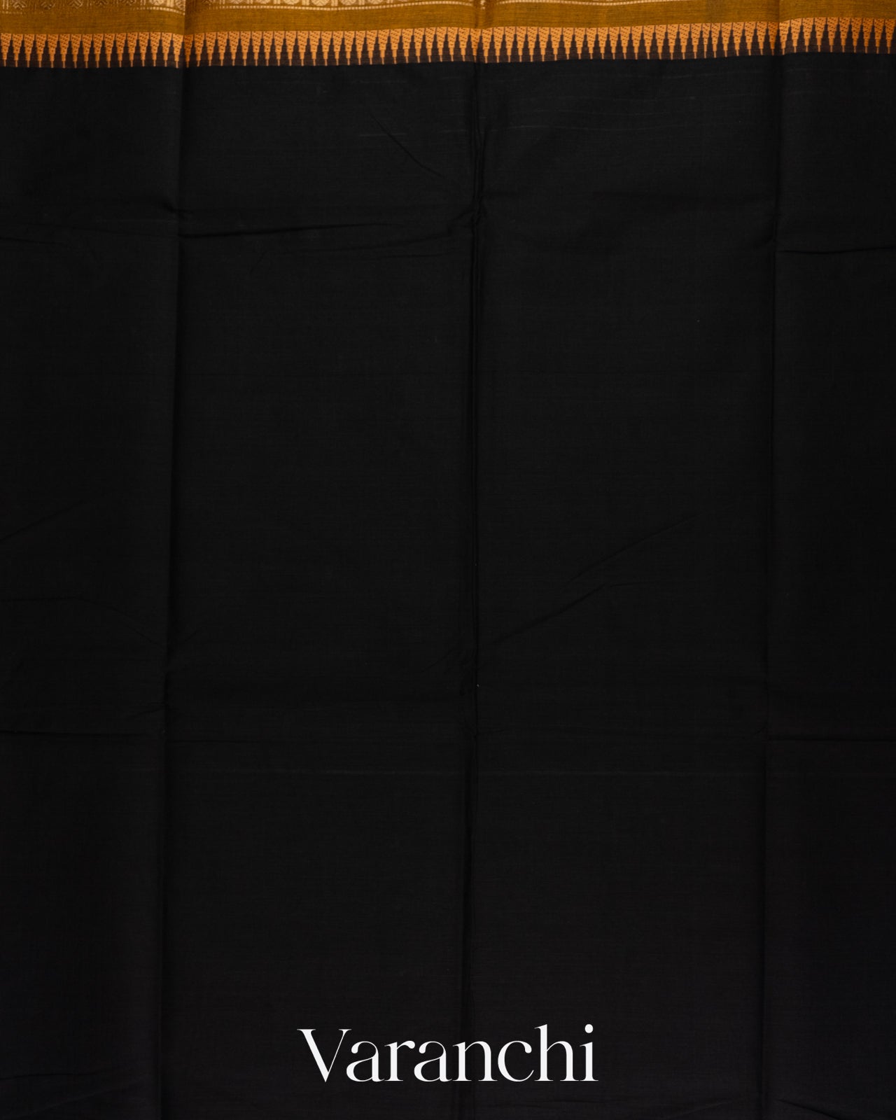 Jet Black Kanchipuram Cotton Saree