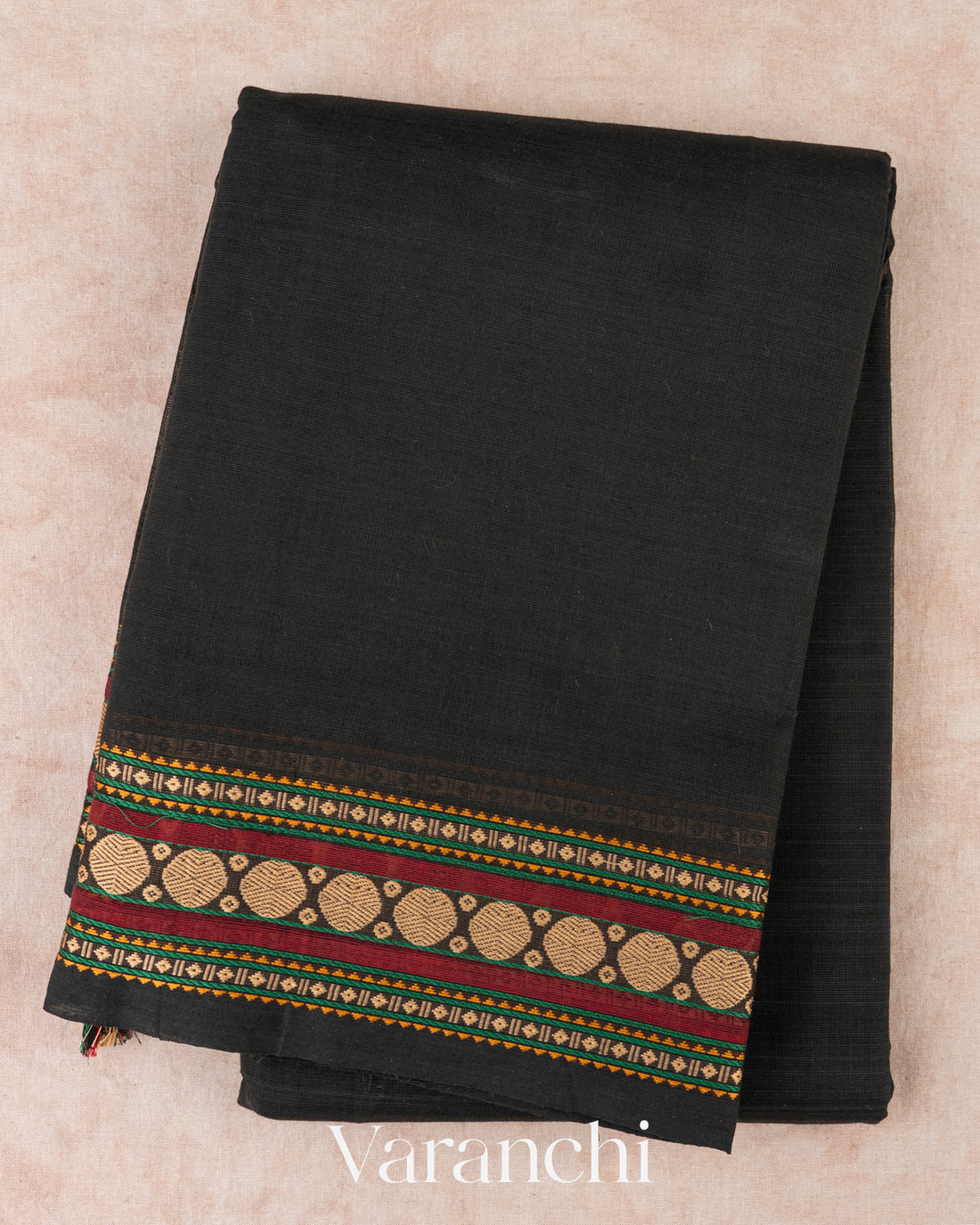 Charcoal Black Pure Kanchipuram Cotton Saree