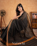 Charcoal Black Pure Kanchipuram Cotton Saree