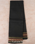 Charcoal Black Pure Kanchipuram Cotton Saree