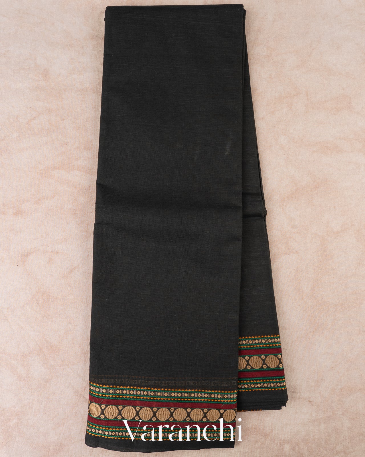Charcoal Black Pure Kanchipuram Cotton Saree