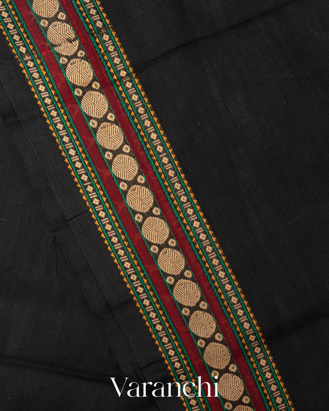 Charcoal Black Pure Kanchipuram Cotton Saree