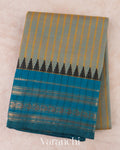 Steel Grey Striped Kanchipuram Cotton Saree