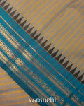 Steel Grey Striped Kanchipuram Cotton Saree