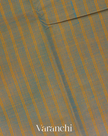 Steel Grey Striped Kanchipuram Cotton Saree