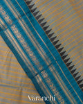 Steel Grey Striped Kanchipuram Cotton Saree
