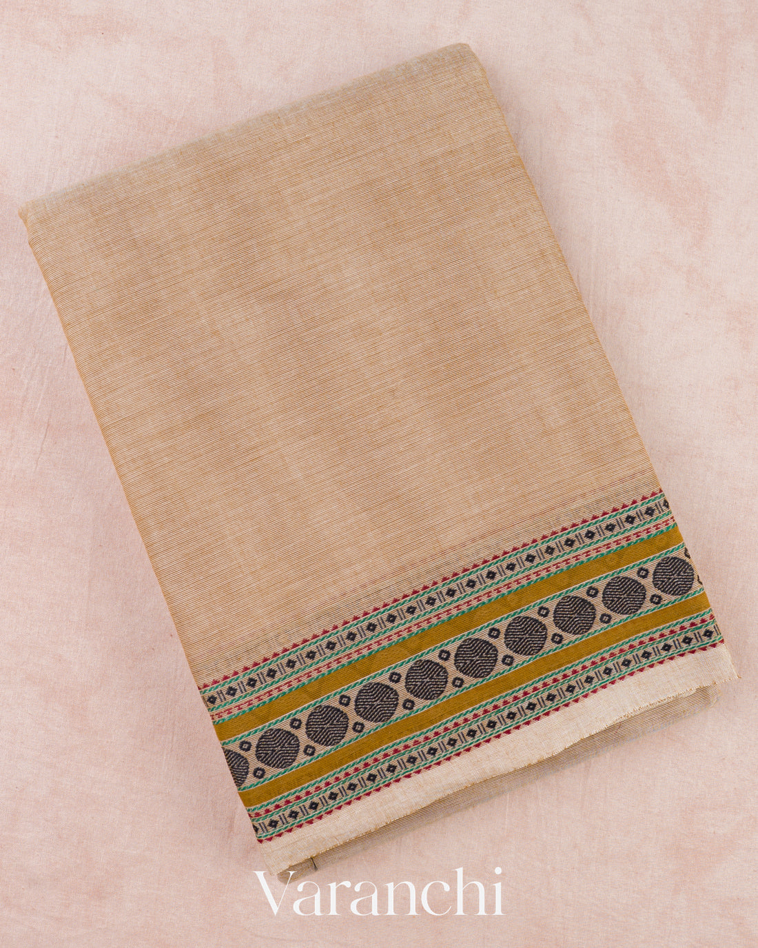 Sand Beige Pure Kanchipuram Cotton Saree