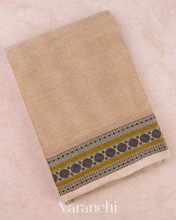 Sand Beige Pure Kanchipuram Cotton Saree