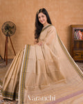Sand Beige Pure Kanchipuram Cotton Saree