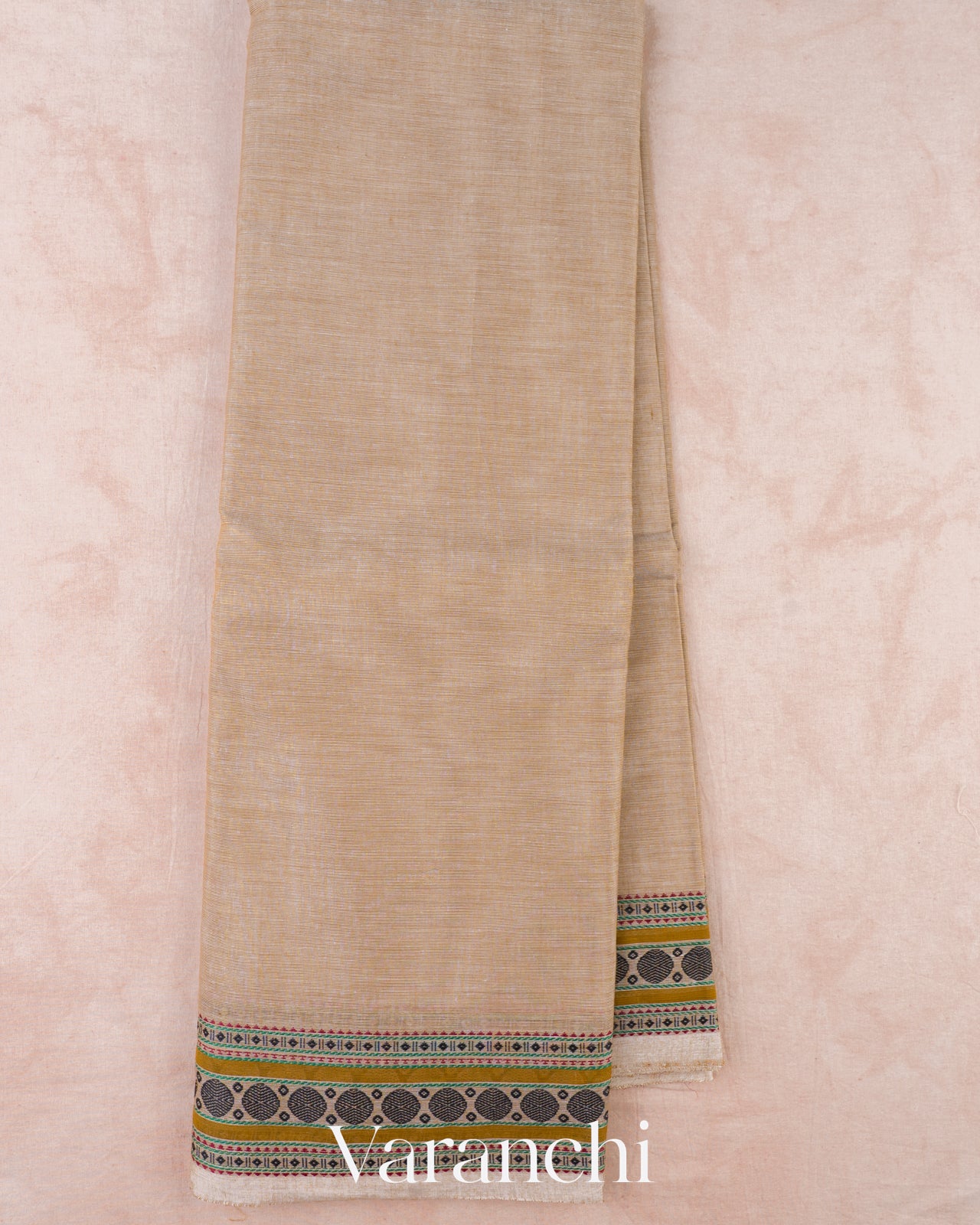 Sand Beige Pure Kanchipuram Cotton Saree