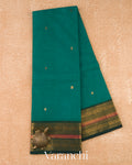 Teal Green Pure Kanchipuram Silk Cotton Sare