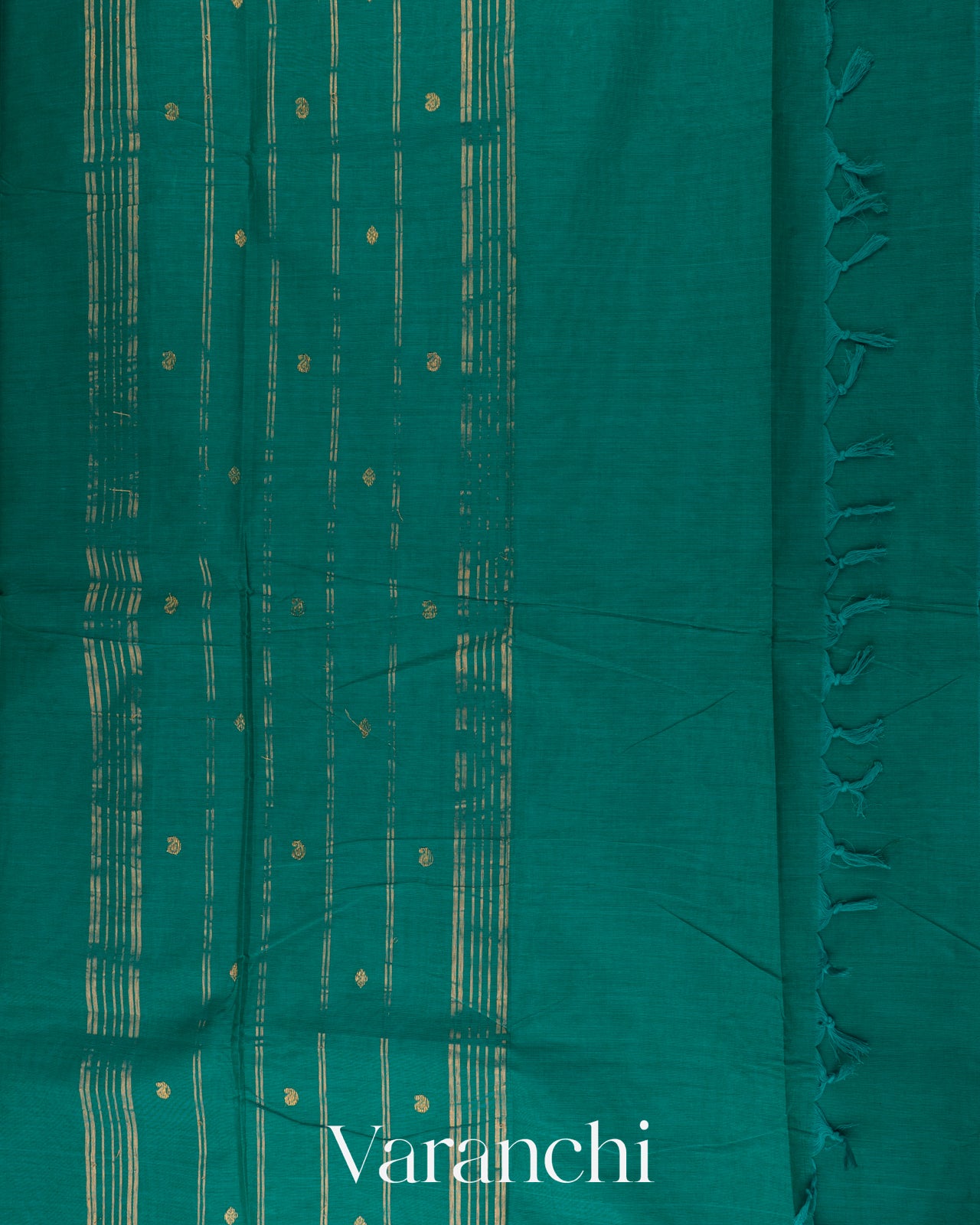 Teal Green Pure Kanchipuram Silk Cotton Sare